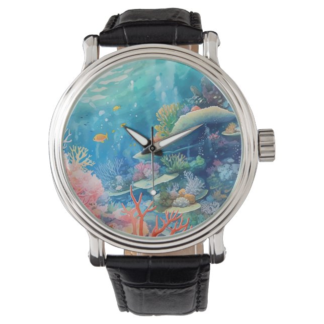 Great Barrier Reef Waterverf Horloge (Voorkant)