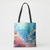 Great Barrier Reef Waterverf Tote Bag (Voorkant)