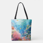 Great Barrier Reef Waterverf Tote Bag (Achterkant)