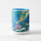 Great Barrier Reef Waterverf Tweekleurige Koffiemok (Center)