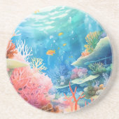 Great Barrier Reef Waterverf Zandsteen Onderzetter (Voorkant)