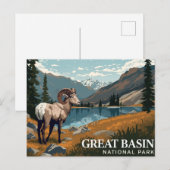 Great Basin Bighorn Sheep Vintage Art Briefkaart (Voorkant / Achterkant)