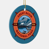 Great Basin National Park Retro Compass Embleem Keramisch Ornament (Rechts)