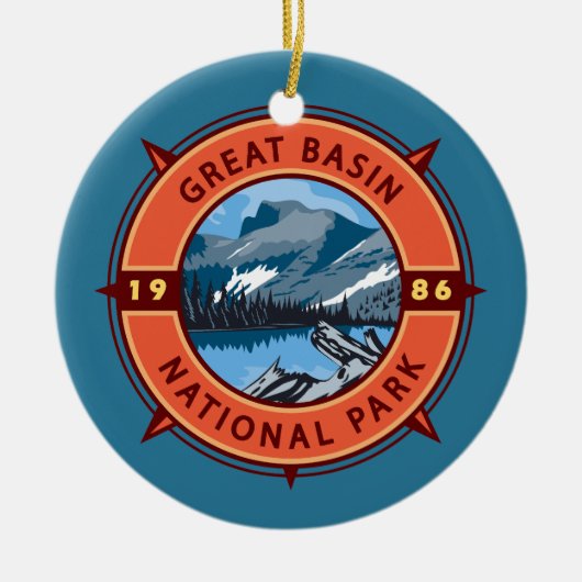 Great Basin National Park Retro Compass Embleem Keramisch Ornament (Voorkant)