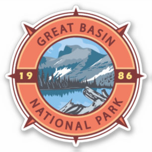 Great Basin National Park Retro Compass Embleem Sticker