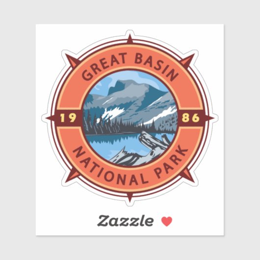 Great Basin National Park Retro Compass Embleem Sticker (Vel)