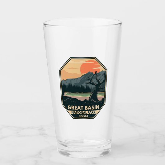 Great Basin National Park Retro Embleem Glas (Voorkant)