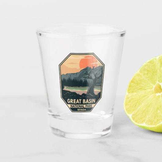 Great Basin National Park Retro Embleem Shot Glas (Voorkant)