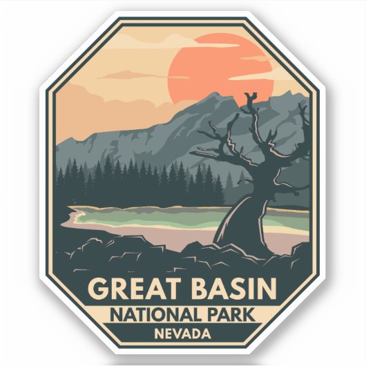 Great Basin National Park Retro Embleem Sticker (Voorkant)