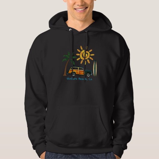 Great Beach Woodie Surf for Ventura Beach Hoodie (Voorkant)