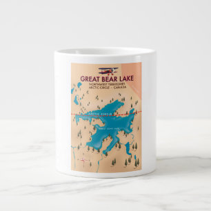 Great Bear Lake, Canada, kaart reisposter kunst Grote Koffiekop