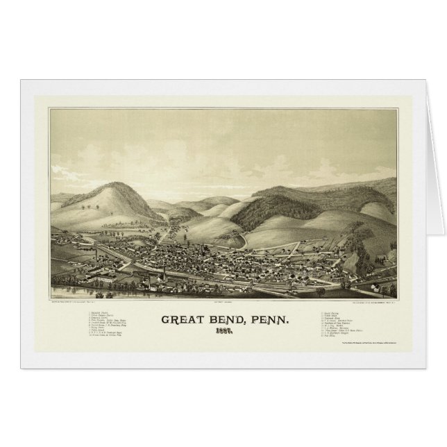 Great Bend, PA Panoramic Map - 1887 (Voorkant Horizontaal)