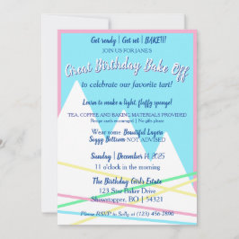 Great Birthday Bake Off Invitation | Pink Border Kaart