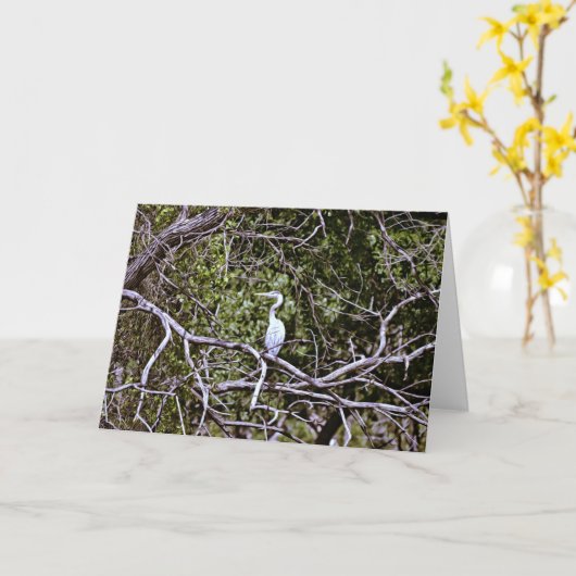 Great Blue Heron 1 Scripture Kaart Psalm 92:4 (Gele Bloem)