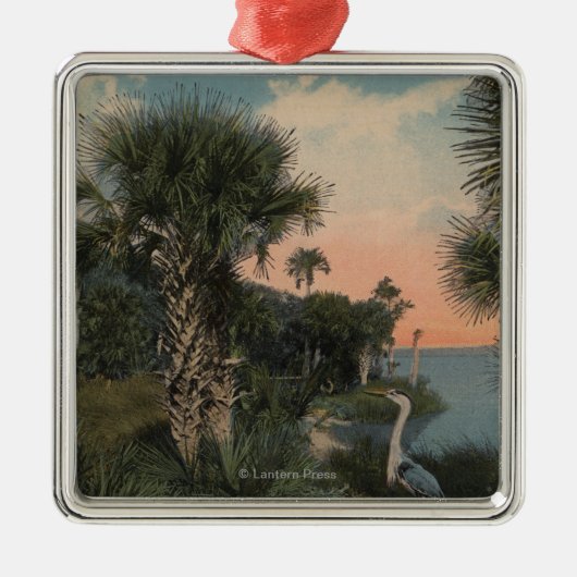 Great Blue Heron aan de kust van Florida Metalen Ornament (Voorkant)