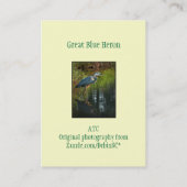 Great Blue Heron ATC-fotokaart 2 Visitekaartje (Achterkant)