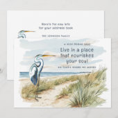 Great Blue Heron Beach Scene Nieuw Adres Aankondiging (Voorkant / Achterkant)