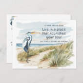Great Blue Heron Beach Scene Nieuw Adres Aankondigingskaart (Voorkant / Achterkant)