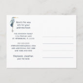 Great Blue Heron Beach Scene Nieuw Adres Aankondigingskaart (Achterkant)