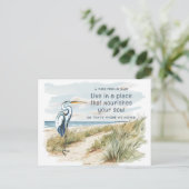 Great Blue Heron Beach Scene Nieuw Adres Aankondigingskaart (Staand voorkant)