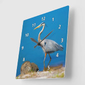 Great Blue Heron Bird bij de Pond Vierkante Klok (Hoek)