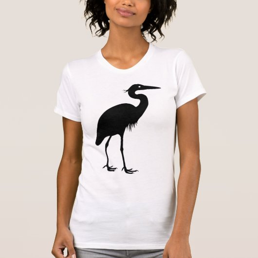 Great Blue Heron Bird Black Silhouette T-shirt (Voorkant)