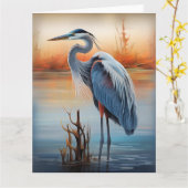 Great Blue Heron Bird Wildlife Natuur Kaart (Gele Bloem)