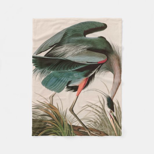 Great Blue Heron Birds of America Audubon Print Fleece Deken (Voorkant)