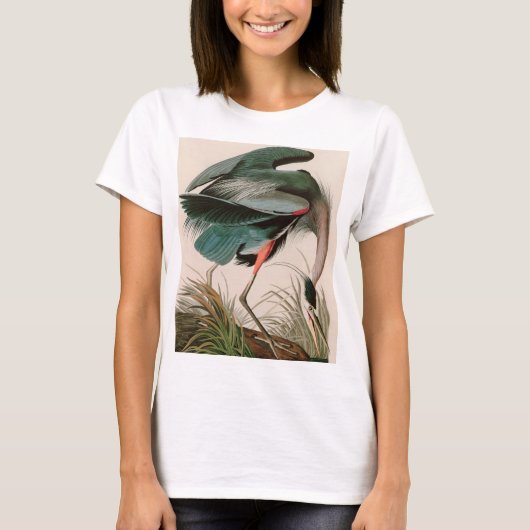 Great Blue Heron Birds of America Audubon Print T- T-shirt (Voorkant)