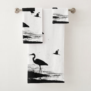 Great Blue Heron Birds Wildlife Bath Towel Set Bad Handdoek