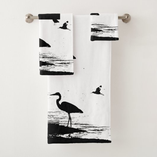 Great Blue Heron Birds Wildlife Bath Towel Set Bad Handdoek (Insitu)