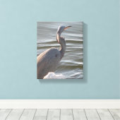 Great Blue Heron by the Water Canvas Afdruk (Insitu (Houten vloer))