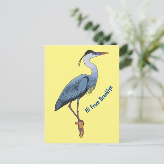 Great blue heron cartoon illustration  briefkaart (Staand voorkant)