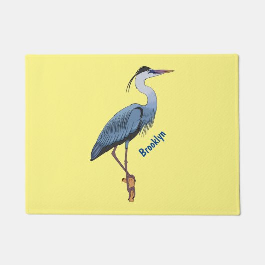 Great blue heron cartoon illustration deurmat (Voorkant)