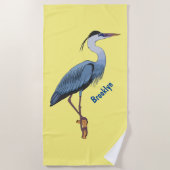 Great blue heron cartoon illustration strandlaken (Voorkant)