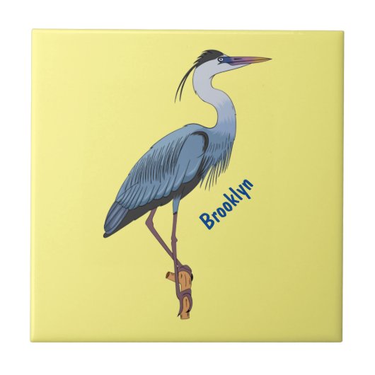 Great blue heron cartoon illustration tegeltje (Voorkant)