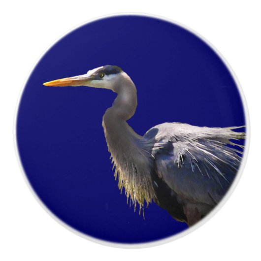 Great Blue Heron Ceramic Knob Keramische Knop (Voorkant)