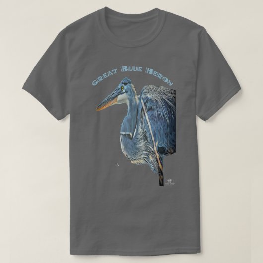 Great Blue Heron Chalk Tekening T-shirt (Design voorkant)