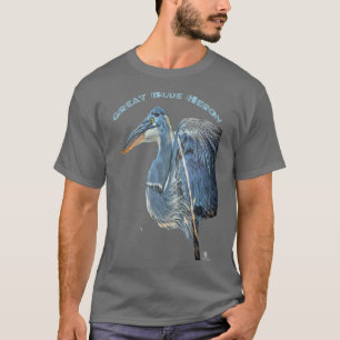 Great Blue Heron Chalk Tekening T-shirt