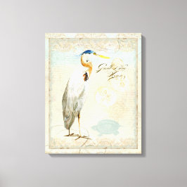 Great Blue Heron Coastal Beach - Waterverf Kunst Canvas Afdruk