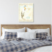 Great Blue Heron Coastal Beach - Waterverf Kunst Canvas Afdruk (Insitu (Slaapkamer))