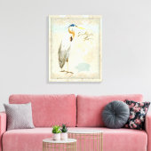 Great Blue Heron Coastal Beach - Waterverf Kunst Canvas Afdruk (Insitu (Woonkamer))