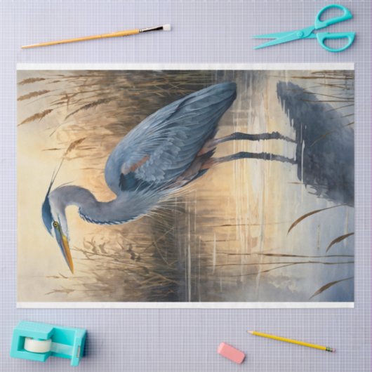 Great Blue Heron Decoupage Tissuepapier (Craft)