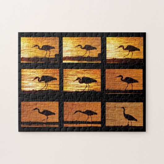 Great Blue Heron die een loopje neemt - Puzzle Legpuzzel (Horizontaal)