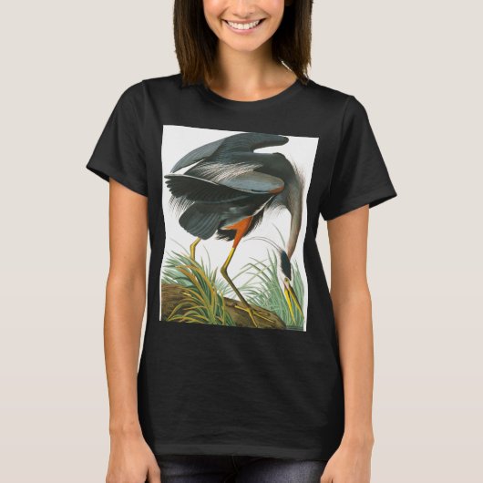 Great Blue Heron door John James Audubon T-shirt (Voorkant)