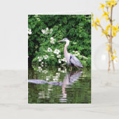 Great Blue Heron en Alligator Wenskaart Kaart (Gele Bloem)