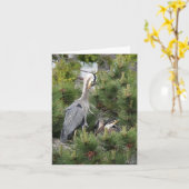 Great Blue Heron en zijn baby's Kaart (Gele Bloem)