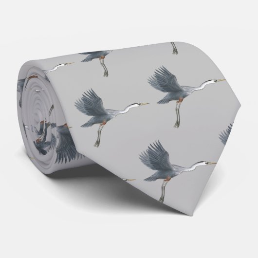 Great Blue Heron Flying Stropdas (Opgerold)