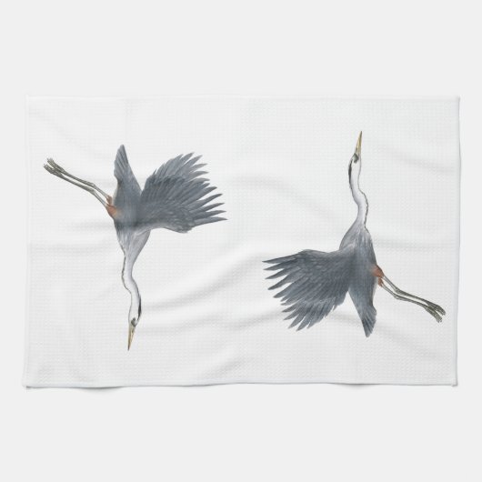 Great Blue Heron Flying Theedoek (Horizontaal)