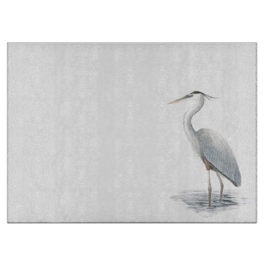 Great Blue Heron Glass Cutting Board Snijplank (Voorkant)